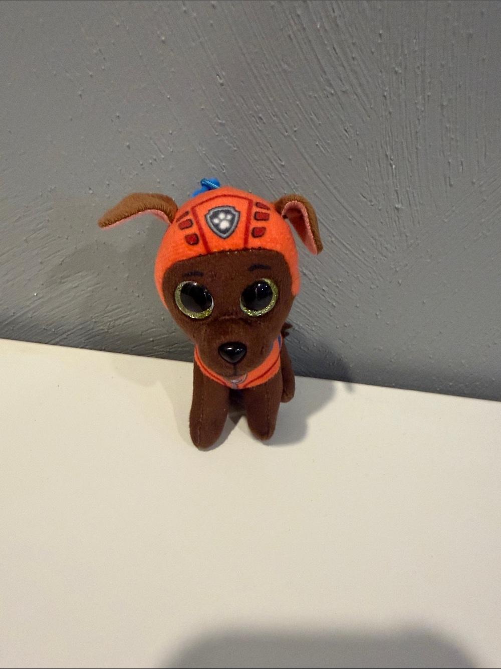 Ty Paw Patrol Zuma 4 inch clip- Orange Helmet & Brown Body
